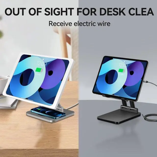 Alt view image 4 of 5 - EMONITA Foldable Magnetic Stand with Charging Case A10 for iPad Pro (6th / 5th / 4th / 3rd Generation) 12.9-Inch. Strong Magnets, 360 Rotation, 90 Tilt, 45W Fast Charger Adapter USB C Cable Included