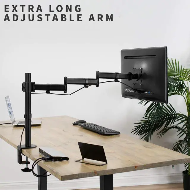 Alt view image 4 of 5 - VIVO Single 13 to 32 inch Computer Monitor Desk Mount, Extra Long Adjustable Arm, VESA Stand for 1 Screen, Max VESA 100x100, Black, STAND-V101N