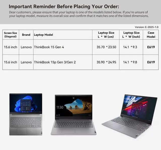 Alt view image 2 of 5 - Smatree 15.6 inch Laptop Sleeve for Lenovo ThinkBook 15p Gen 2/3, for ThinkBook 15 Gen 4 Laptop Bag with Accessory Pocket, YKK Zipper, Patented Shockproof Design (E619)