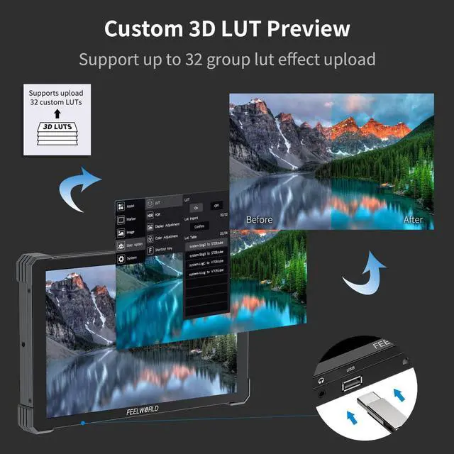 Alt view image 4 of 5 - FEELWORLD T10 Touchscreen 10.1inch 1920x1200 Camera Filed DSLR HDMI Monitor Camera External Monitor with 3D LUT HDMI Ouput F970 Power Plate