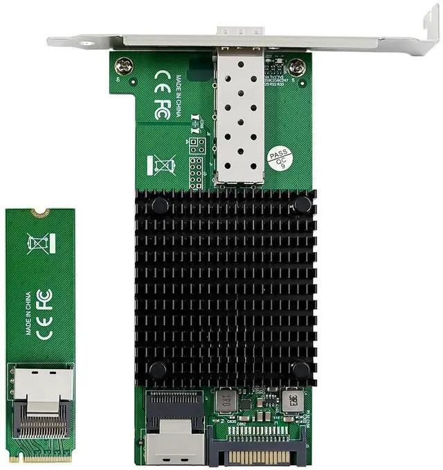 Alt view image 5 of 5 - 10 Gigabit M.2 to RJ45 SFP+ NIC, with Intel 82599(X520-DA1) Controller PCIe X4 Network Card,10gb RJ45 Ethernet Card Industrial Adapter with SFF-8087 Cable/Low Profile Bracket Support PXE&UEFI