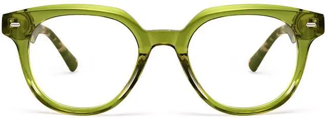 Alt view image 2 of 5 - Dollger Blue Light Blocking Glasses For Woman Men Thick Square Frame Round Non-Prescription, For Computer, Work,Gaming,TV Green framed leopard print legs