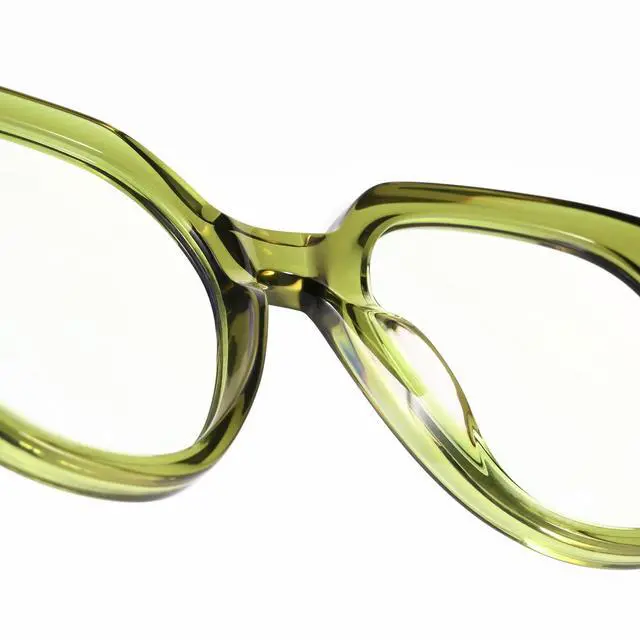 Alt view image 3 of 5 - Dollger Blue Light Blocking Glasses For Woman Men Thick Square Frame Round Non-Prescription, For Computer, Work,Gaming,TV Green framed leopard print legs