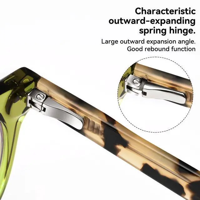 Alt view image 4 of 5 - Dollger Blue Light Blocking Glasses For Woman Men Thick Square Frame Round Non-Prescription, For Computer, Work,Gaming,TV Green framed leopard print legs