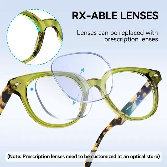 Alt view image 5 of 5 - Dollger Blue Light Blocking Glasses For Woman Men Thick Square Frame Round Non-Prescription, For Computer, Work,Gaming,TV Green framed leopard print legs