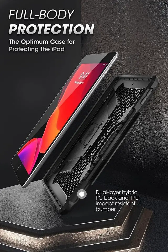 Alt view image 4 of 5 - SUPCASE UB Series Designed for iPad 10.2 2019/2020/2021, iPad Air 3 Case 10.5 Inch, with Built-in Apple Pencil Holder Full Body Rugged Protective Case for iPad 9th/8th/7th Generation (Black)