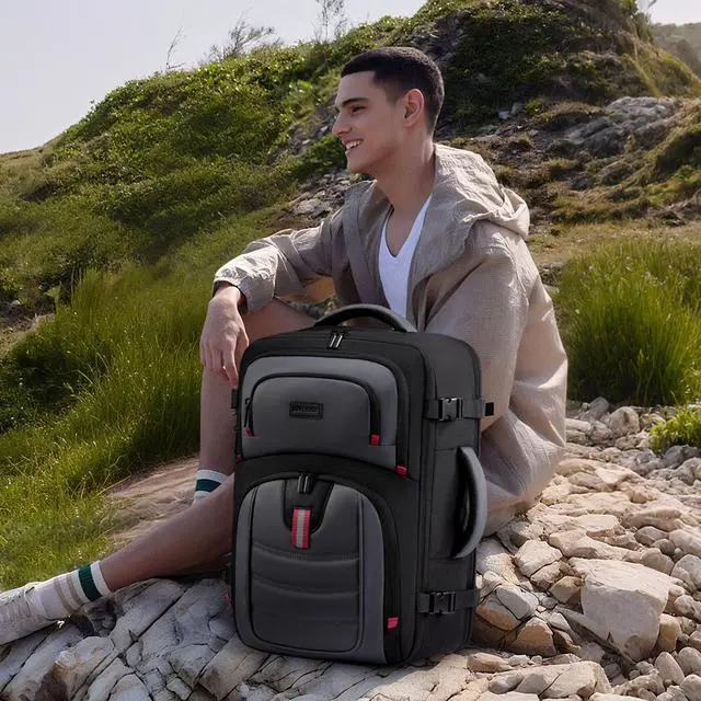 Alt view image 2 of 5 - LOVEVOOK 50L Travel Backpack for Men, Airline Approved Carry On Luggage with 3 Packing Cubes, TSA Overnight Bags, Waterproof Personal Item Bag, Weekender Essentials Backpacks fits 18" Laptop