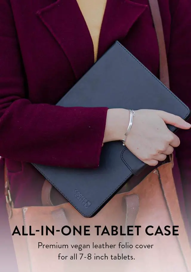Alt view image 3 of 5 - Cooper Infinite Executive Universal Tablet Keyboard Case for 7, 7.9, 8 inch | Tablet Case with Keyboard & 2-in-1 Leather Folio Cover | Bluetooth, Wireless, Hotkeys | Android, Windows, iPadOS (Red)