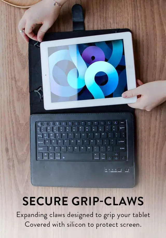 Alt view image 5 of 5 - Cooper Infinite Executive Universal Tablet Keyboard Case for 7, 7.9, 8 inch | Tablet Case with Keyboard & 2-in-1 Leather Folio Cover | Bluetooth, Wireless, Hotkeys | Android, Windows, iPadOS (Red)