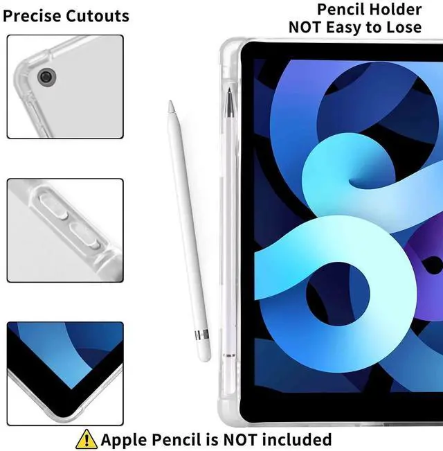 Alt view image 3 of 5 - MAYCARI White Daisy Case for iPad Air5/Air4 with Pencil Holder, Cute for iPad 10.9 Inch 2022/2020 Protective Case with Soft TPU Back, Auto Sleep/Wake Cover Slim Shell