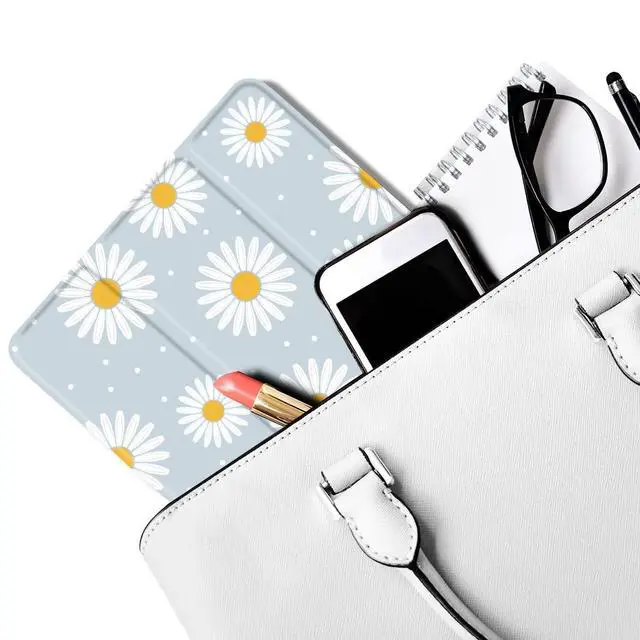 Alt view image 5 of 5 - MAYCARI White Daisy Case for iPad Air5/Air4 with Pencil Holder, Cute for iPad 10.9 Inch 2022/2020 Protective Case with Soft TPU Back, Auto Sleep/Wake Cover Slim Shell