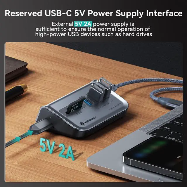 Alt view image 3 of 5 - Yottamaster USB Hub with SD Card Reader, Triangle Desktop USB3.0 Hub with 3 USB A 3.0 Ports, TF & SD Card Reader with 1.64ft Cable for PC, Laptop (Not Support Charging)