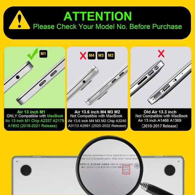 Alt view image 2 of 5 - LCMOCICO for MacBook Air 13 inch M1 Case 2021 2020 2019 2018 (Model M1 A2337 A2179 A1932) with Touch ID & Retina Display, Crystal Black Printed Pattern Hard Shell Case Keyboard Cover, Constellation