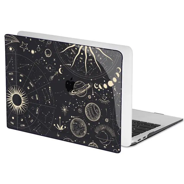 Alt view image 3 of 5 - LCMOCICO for MacBook Air 13 inch M1 Case 2021 2020 2019 2018 (Model M1 A2337 A2179 A1932) with Touch ID & Retina Display, Crystal Black Printed Pattern Hard Shell Case Keyboard Cover, Constellation