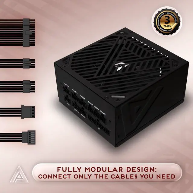 Alt view image 2 of 5 - Apevia ATX-SL750W Soul 750W Fully Modular, ATX Active PFC, DC to DC Converter Design, 140mm Silent Fan, RoHS Compliance, Gaming Power Supply