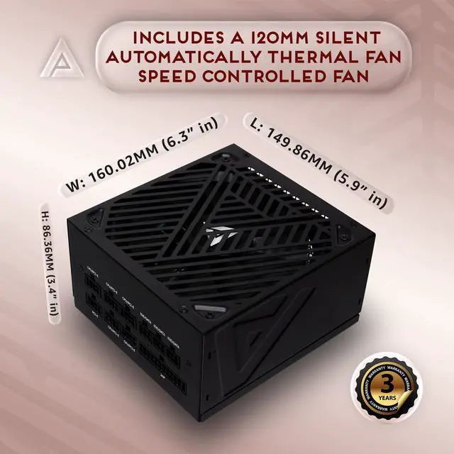 Alt view image 5 of 5 - Apevia ATX-SL750W Soul 750W Fully Modular, ATX Active PFC, DC to DC Converter Design, 140mm Silent Fan, RoHS Compliance, Gaming Power Supply