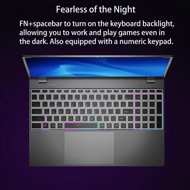 Alt view image 5 of 5 - Exilapsire Win11 Laptop Computer, 15.6 Inch N5095 Quad core 16GB RAM 512G SSD, FHD 1920 * 1080 IPS Display Notebook PC, Backlit Keyboard, Finger Print Touch ID, AC WiFi,All-Metal Body