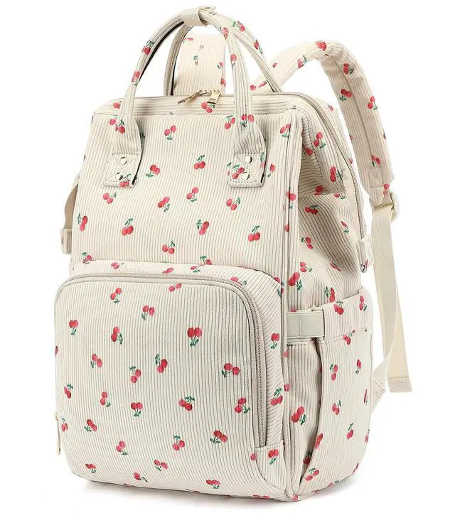 Main image of Xunteny Women Corduroy College School Backpack Bookbag, 15.6 Inch Travel Laptop Backpack Casual Daypack (Cherry)