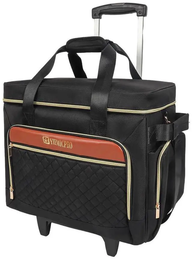 Main image of YIEMICPRO Rolling Teacher Bag with Detachable Cart - 1680D Waterproof Oxford Rolling Cart for Teachers, Large Capacity Tote with Wheels Fits 15.6" Laptop & Tablet(BLACK)