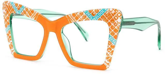 Main image of Zeelool Trendy Oversized Cat Eye Blue Light Blocking Glasses for Women ZJGA464929-04 Orange