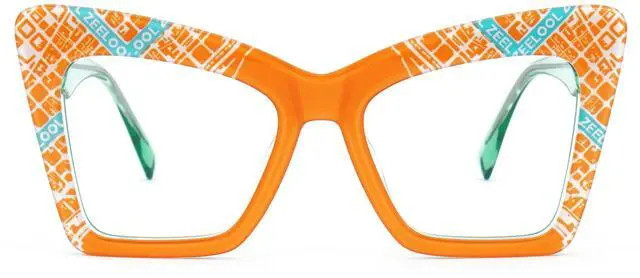 Alt view image 2 of 5 - Zeelool Trendy Oversized Cat Eye Blue Light Blocking Glasses for Women ZJGA464929-04 Orange