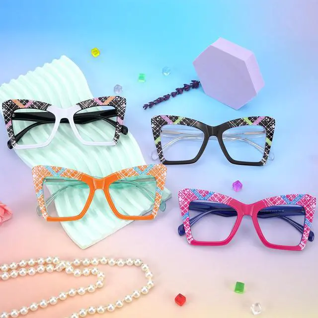 Alt view image 3 of 5 - Zeelool Trendy Oversized Cat Eye Blue Light Blocking Glasses for Women ZJGA464929-04 Orange