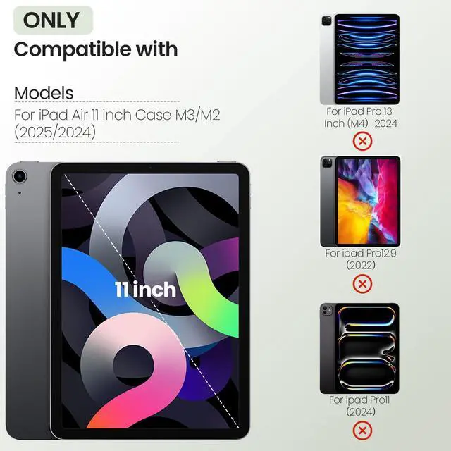 Alt view image 2 of 5 - Nillkin Case for ipad Air 11 inch (M3 2025/M2 2024) & iPad Pro 11 inch Case with Pencil Holder, Heavy Duty Shockproof Protective Case with Lens Slide Cover, Magnetic Stand,Black