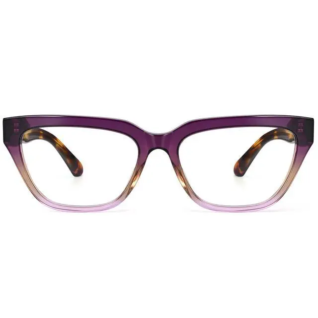 Alt view image 2 of 5 - Dollger Blue Light Blocking Glasses For Woman Men Rectangle Cat Eye Computer BlueLight Glasses Clear Lens Non-Prescription Gradually purple framed leopard print legs