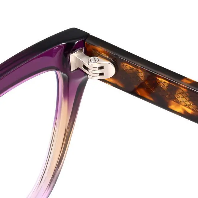 Alt view image 3 of 5 - Dollger Blue Light Blocking Glasses For Woman Men Rectangle Cat Eye Computer BlueLight Glasses Clear Lens Non-Prescription Gradually purple framed leopard print legs