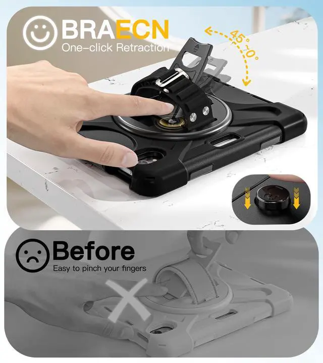 Alt view image 5 of 5 - BRAECN for iPad mini 7(A17 Pro)/ 6 case 2024/2021 8.3 inch Heavy Duty Shockproof Protective with Pencil Holder Screen Protector 360°Rotating Stand Handle Full Body Cover Shoulder Strap Kids Friendly