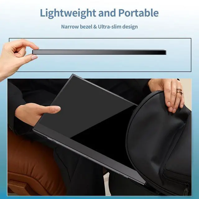 Alt view image 4 of 5 - JUSTTHINK 16'' Portable Monitor for Laptop, 1200P 144hz Gaming Monitor for Laptop PC PS5 Xbox Switch, Type C & miniHDMI Input