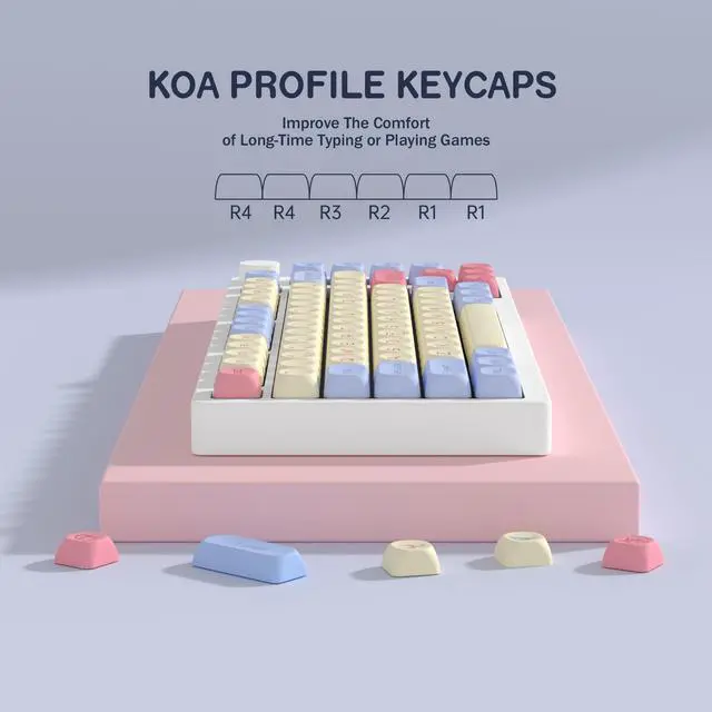 Alt view image 3 of 5 - YMKPVR KBDiy Marshmallow KOA Profile Keycaps 60 Percent,Dye-Sublimation PBT Pink Cute Custom Keyboard Keycap,141 Key Cap Set for Cherry Gateron MX Switches Mechanical Keyboards