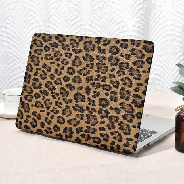 Main image of Seorsok Compatible with MacBook Pro 13 inch Case M2 2023,2022,2021-2016 A2338 M1 A2251 A2289 A2159 A1989 A1708 A1706,Elegant Leopard Grain Leather Plastic Hard Shell Case&Keyboard Cover,Brown
