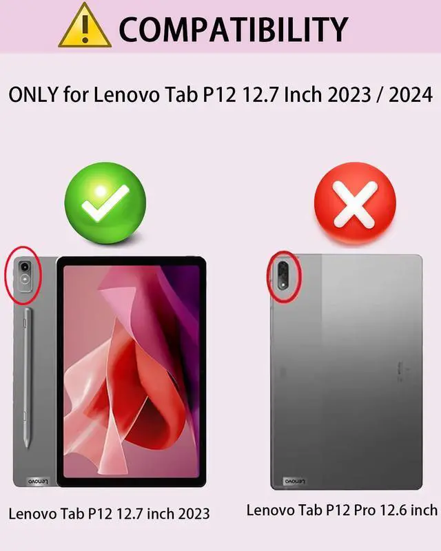 Alt view image 2 of 5 - SAMTUNK Keyboard Case for Lenovo Tab P12 12.7 Inch 2023 Cover - 7 Color Rainbow Change Backlit Detachable Magnetic Keyboard with Mouse - Pink