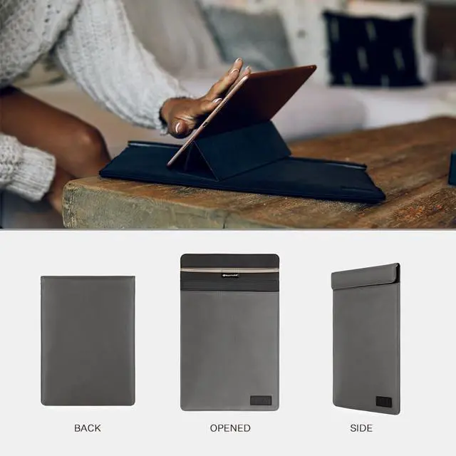 Alt view image 2 of 5 - SLNT Faraday Bag Tablet Sleeve with Silent Pocket - Leather or Weatherproof Nylon, Signal Blocking Device Shielding for iPad, Samsung Galaxy Tab, Most Tablets, Privacy (Charcoal Grey Nylon, Large)