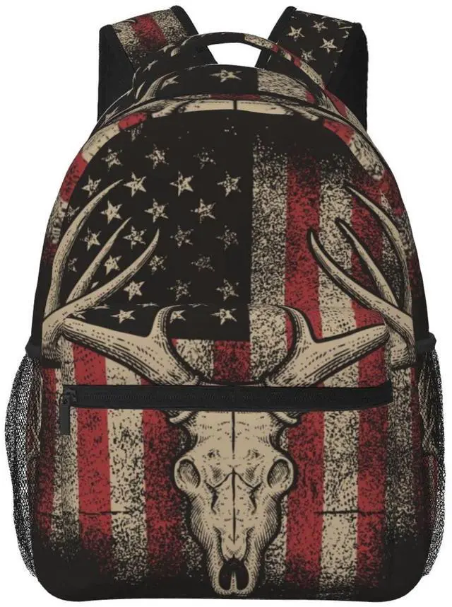 Main image of Juoritu American Flag Deer Backpacks, Laptop Backpacks for Traveling Work Gifts, Lightweight Bags for Men and Women