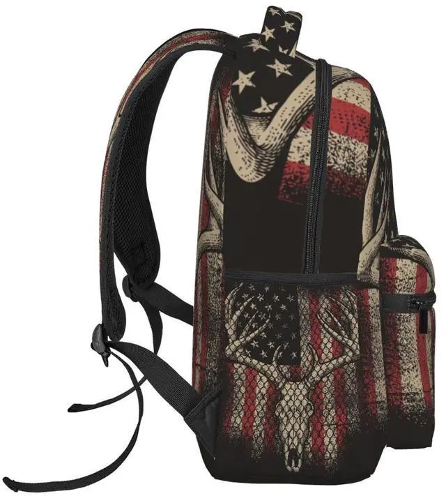Alt view image 3 of 5 - Juoritu American Flag Deer Backpacks, Laptop Backpacks for Traveling Work Gifts, Lightweight Bags for Men and Women