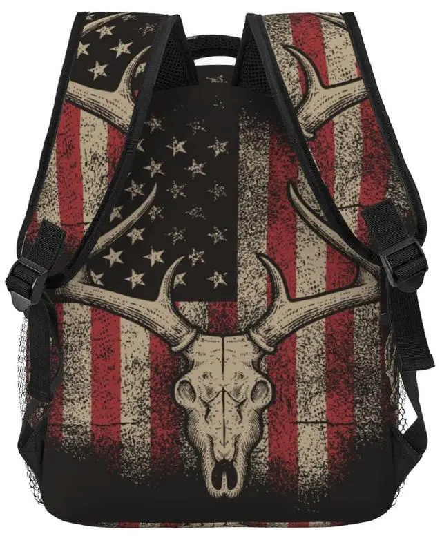 Alt view image 4 of 5 - Juoritu American Flag Deer Backpacks, Laptop Backpacks for Traveling Work Gifts, Lightweight Bags for Men and Women