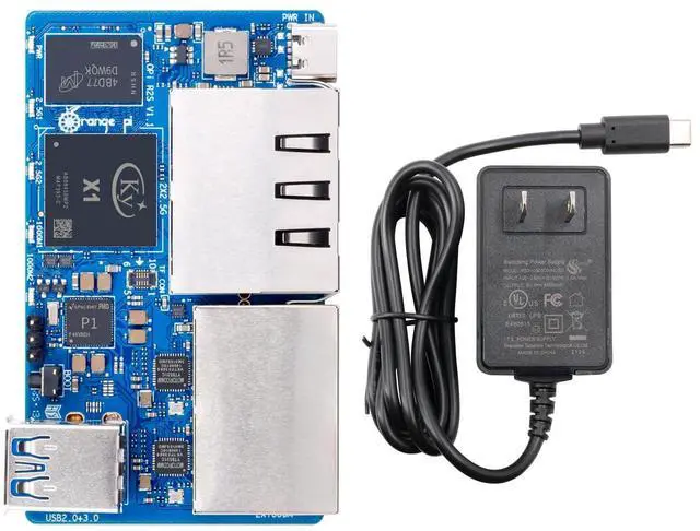 Main image of Orange Pi R2S 2GB/4GB/8GB RISC-V Single Board Computer with 8-Core RISC-V AI CPU, 8GB Onboard eMMC, Dual 2.5G & Dual 1000M Ethernet, Development Board Run OpenWrt/Ubuntu (8GB+Power Supply)