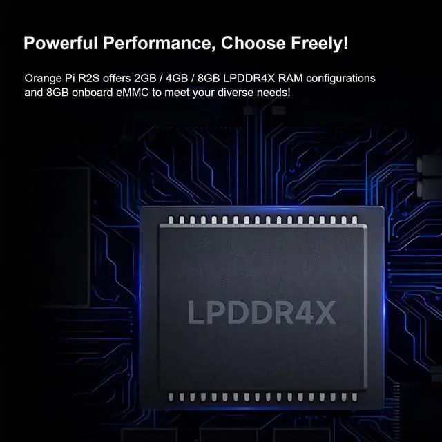 Alt view image 4 of 5 - Orange Pi R2S 2GB/4GB/8GB RISC-V Single Board Computer with 8-Core RISC-V AI CPU, 8GB Onboard eMMC, Dual 2.5G & Dual 1000M Ethernet, Development Board Run OpenWrt/Ubuntu (8GB+Power Supply)