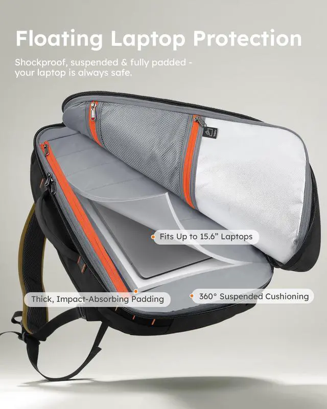 Alt view image 3 of 5 - Tolaccea Travel Laptop Backpack, Large Carry on Backpack Flight Approved Convertible Duffle Luggage Bag Daypack Work Business Rucksack Fits 16" Laptop for Men Women 3 Carrying Ways, 40L-50L Expandable