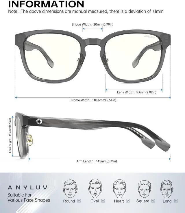 Alt view image 4 of 5 - ANYLUV Blue Light Glasses Men Women Computer Gaming Glasses Anti Eyestrain Lightweight Blue Light Blocking Glasses