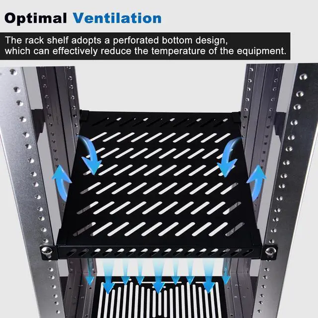 Alt view image 3 of 5 - GeeekPi 10 inch 0.5U High Duty Vented Rack Shelf for DeskPi RackMate T2 Server Rack/Network Cabinet, Maximum Load-Bearing Capacity 55LBS