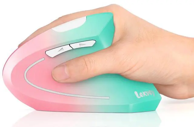 Main image of Lekvey Ergonomic Mouse, Vertical Wireless Mouse, Rechargeable 2.4G Optical Carpal Tunnel Mice with USB Receiver: 1000/1200 / 1600 DPI, 6 Buttons, for Laptop, Computer, PC, Desktop, Pink Green
