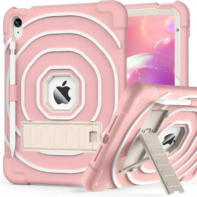 Main image of SIBEITU Kids Case for iPad (A16) 11th Generation 11-inch 2025/ 10th Gen 10.9-inch 2022, Shockproof Rugged Hybrid 3-Layer Protective Cover with Kickstand & Pencil Holder for Girls Boys (Pink+White)