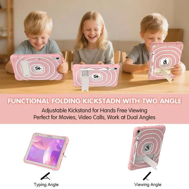 Alt view image 5 of 5 - SIBEITU Kids Case for iPad (A16) 11th Generation 11-inch 2025/ 10th Gen 10.9-inch 2022, Shockproof Rugged Hybrid 3-Layer Protective Cover with Kickstand & Pencil Holder for Girls Boys (Pink+White)