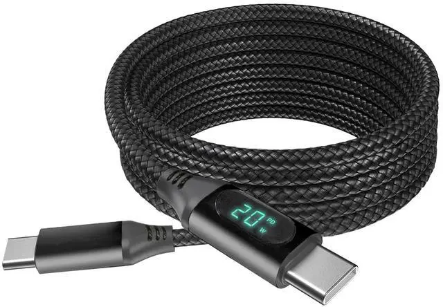Alt view image 2 of 5 - BoxWave Cable Compatible with ASUS ZenScreen MB16ACE - PowerDisplay PD Cable (6ft) - USB-C to USB-C (100W), LED Wattage Info Extra Long Braided Nylon - Jet Black