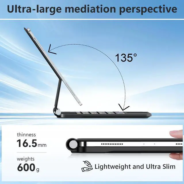 Alt view image 5 of 5 - ALIWLHOF Black Keyboard Case for iPad 11th Generation 2024  Magic-Style Magnetic Keyboard Case with Multi-Touch Trackpad Compatible with iPad 11 inch 11th Gen (Black)