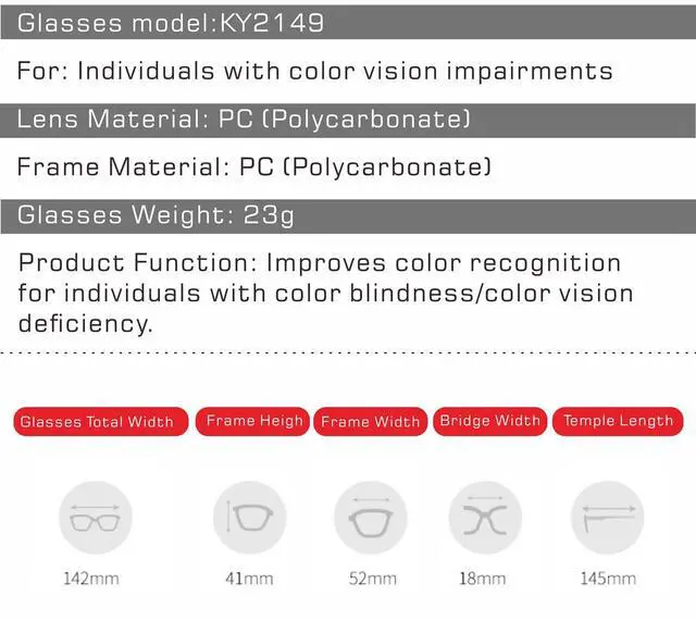 Alt view image 3 of 5 - Foldable & Portable Color Blind Glasses - For Indoor & Outdoor Use