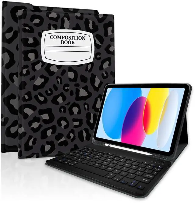 Main image of TopPerfekt for iPad Pro 11" 4th/3rd/2nd/1st Gen (2022/2021/2020/2018) Keyboard Case, (Rechargeable,Magnetically Absorbent), Support 2nd Gen Pencil Holder Wireless Charge -Notebook Leopard BlackGrey